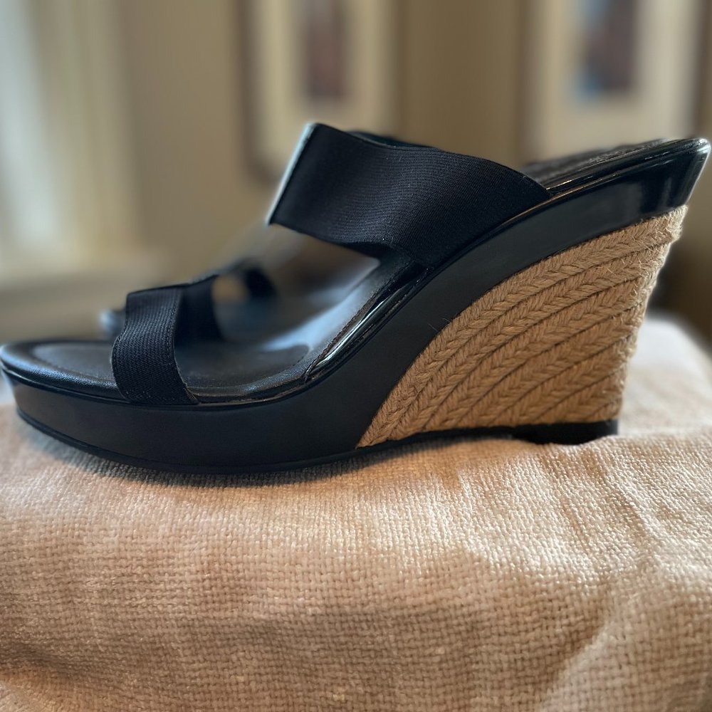 New Charles David Black & Tan Wedges